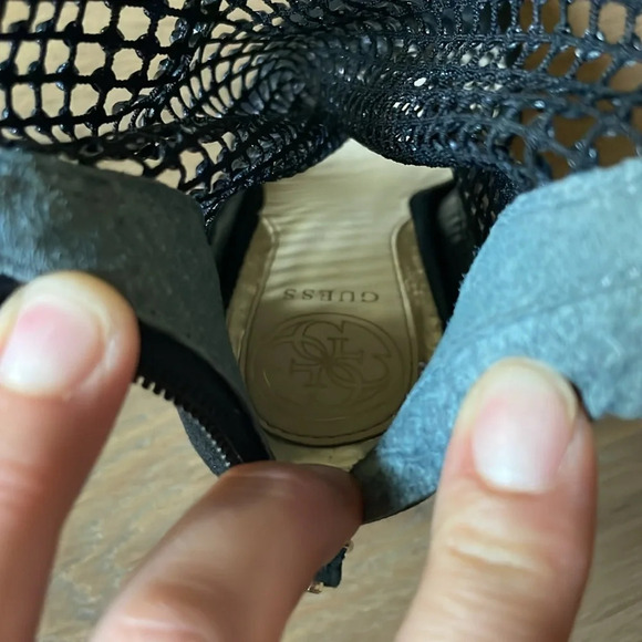 Guess Black Kadre2 Rhinestone Mesh Bootie Pump Heels Size 8 - Picture 10 of 16